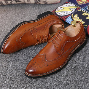 Men's Dress Shoes Fashion Brogue Floral Pattern Men Formal Shoes